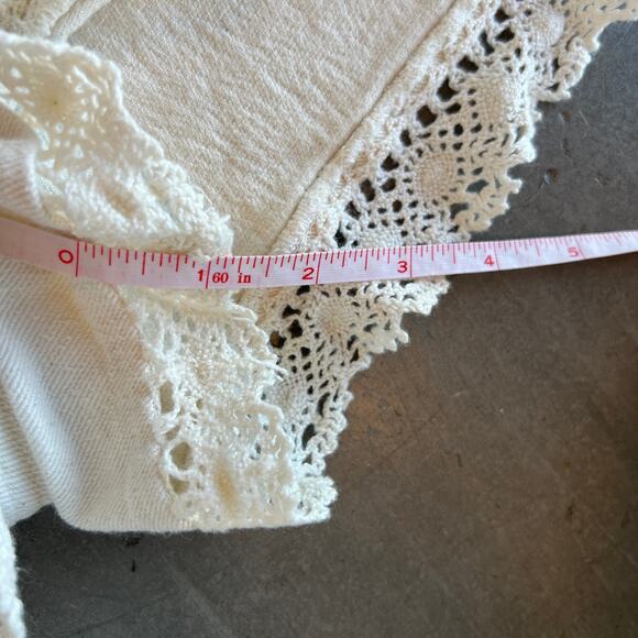 Vintage Y2K Boho Lace Denim White Casual High Waisted Short White 7/8 - Picture 7 of 7